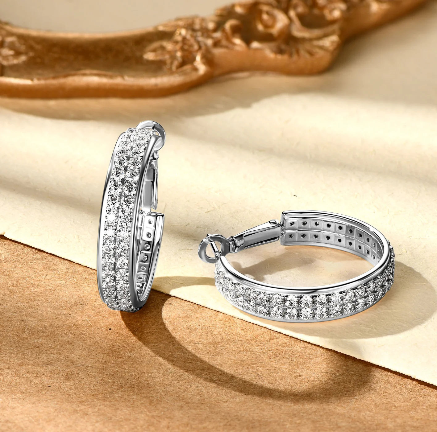 Hoop Earrings for Women Sparkling Brilliant Cut S925 Sterling Silver Plated 18k Wedding Jewelry 1.9mm All Moissanite