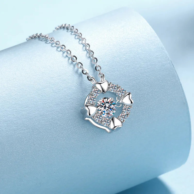 Shiny White Gold 18K 0.5CT 100% VVS D Color Moissanite Necklaces for Women Sparkling Lab Diamond Pendants Female Wedding Jewelry