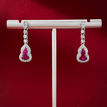 Ruby Sapphire Drop Earrings Moissanite