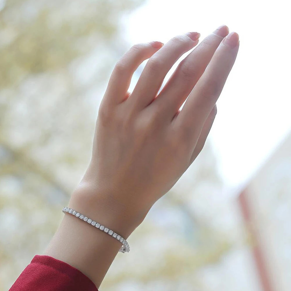 Real Moissanite 3/4/5mm Tennis Bracelet for Women Man Original 925 Sterling Silver Plated 18k Gold Diamond Bracelets with GRA