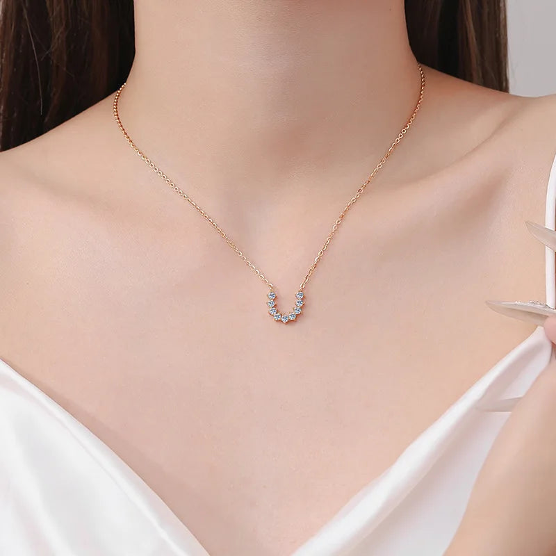Valentine's Day 18K Rose Gold Necklaces Women Wedding Fine Jewelry 0.54CT Moissanite Diamond Pendant Girl Birthday Gift Daughter