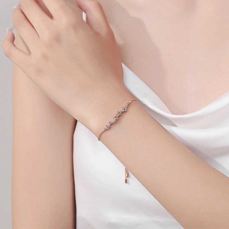 All Moissanite Chain Bracelet for Women 925 Sterling Silver Lab Diamond Bracelets Bangle Pass Diamond Tester