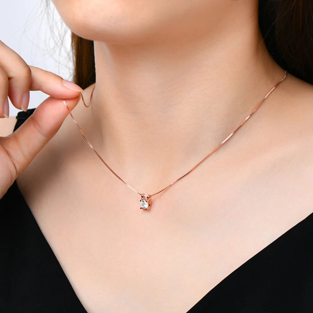 925 Silver 5mm Moissanite Diamond Necklace for Women Certified Original Rose Gold Plated Bull Head Pendant Necklace Choker Chain