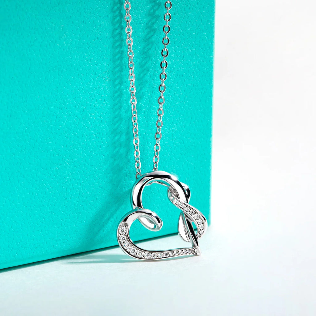 Moissanite Infinite Heart Necklace – 925 Sterling Silver Gift