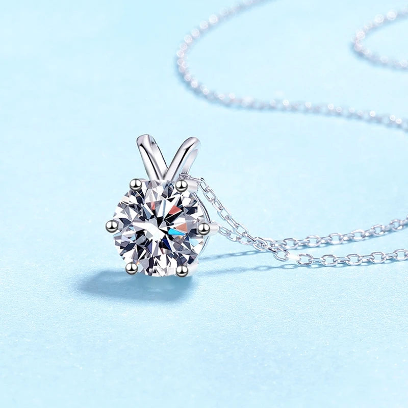 Girl Valentine's Day 18K White Gold Women Wedding Necklaces 1/2/3CT Moissanite Diamond Daughter PT950 Platinum Birthday Gift