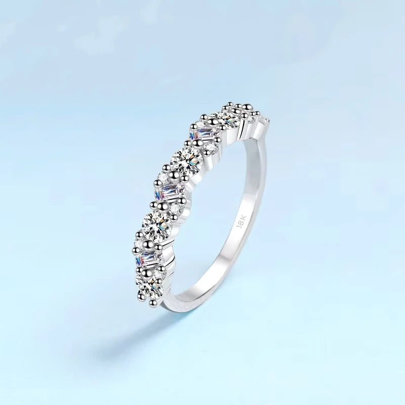 Girlfriend Valentine's Day 18K White Gold Wedding Band 0.9CT Moissanite Diamond PT950 Platinum Women Birthday Gift Rings Jewelry