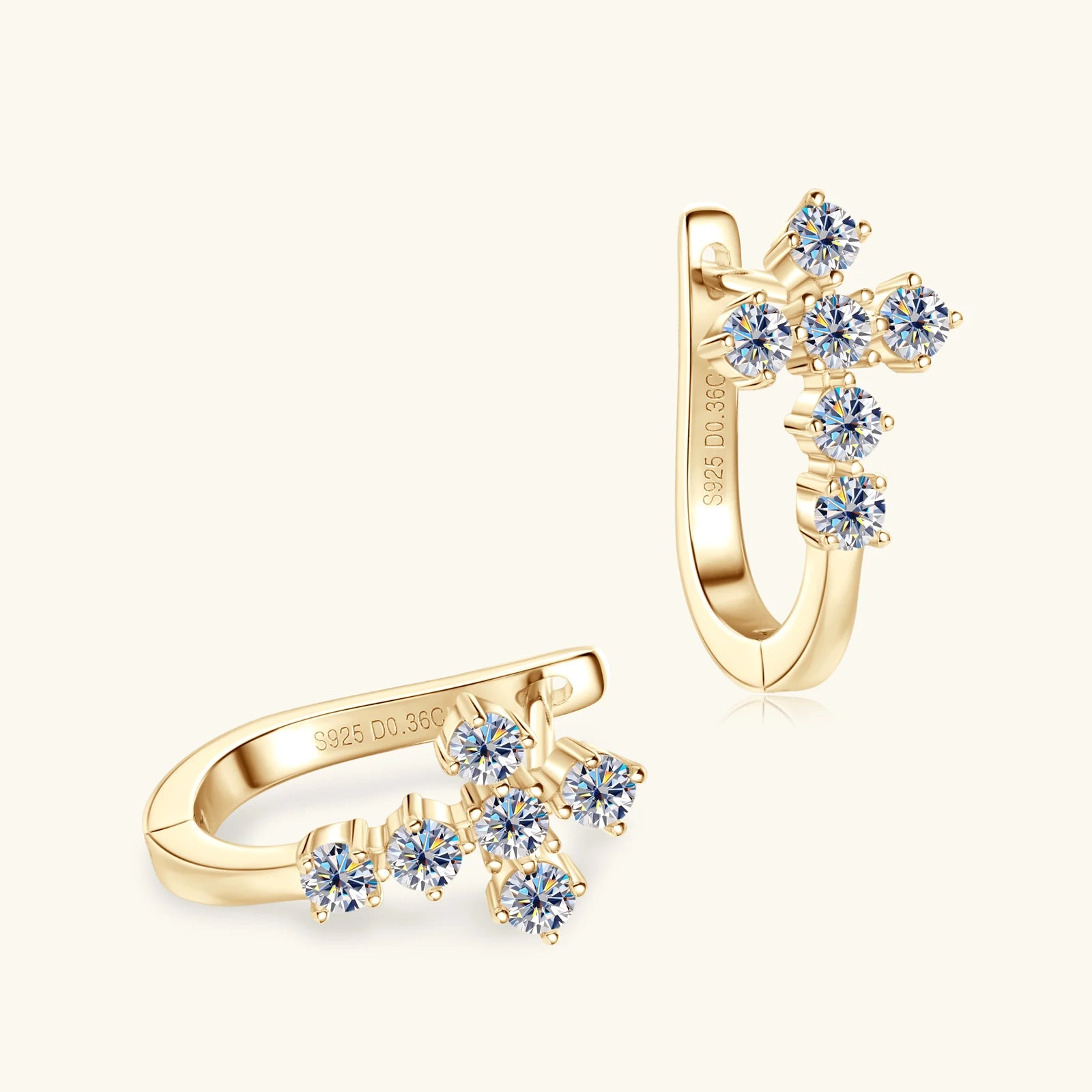 Earring 925 Sterling Silver Cross Earrings 18K White Gold Plated Hoops for Women Faith Gift 2.5mm Moissanite Diamond