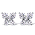 Clover Moissanite Stud Earrings for Women 925 Sterling Silver Female Luxury Flower Earrings Plated 18k White Gold Fine Jewelry