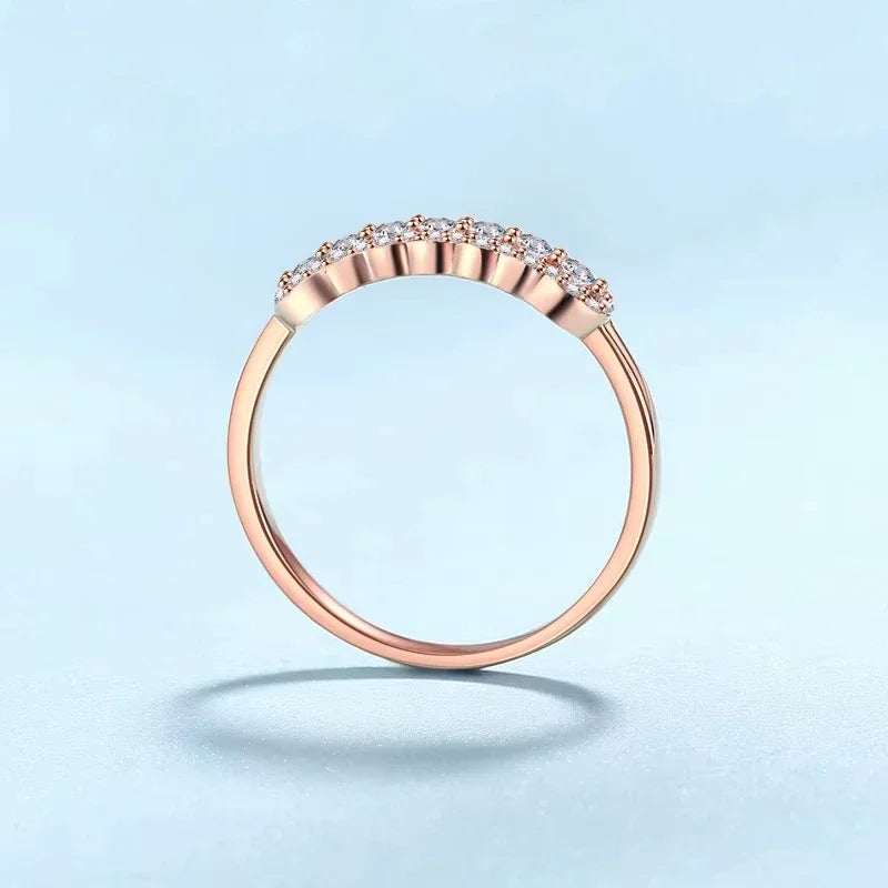 Women Wedding Band 18K Rose Gold Valentine's Day Rings Moissanite Diamond 0.37CT Engagement Girlfriend Birthday Gift Anniversary