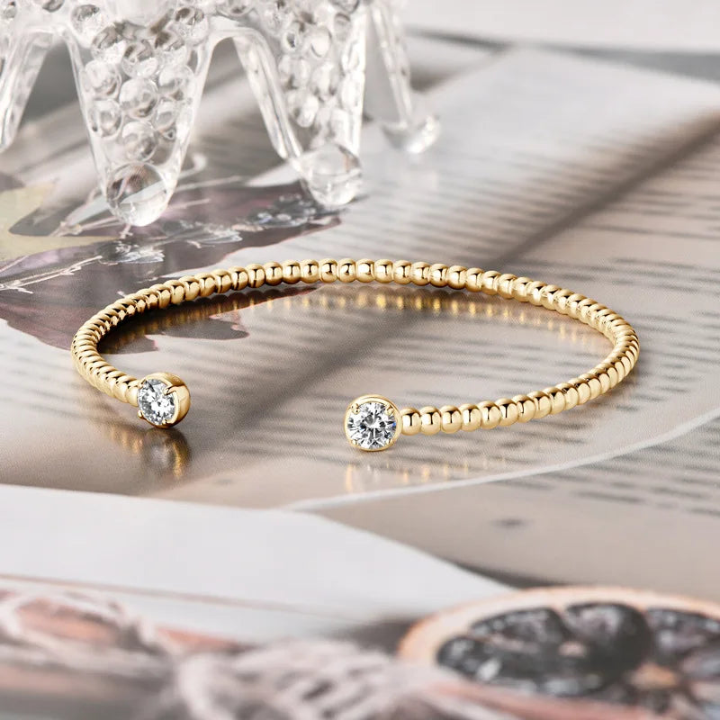 Moissanite Bangles 1CTTW 18k Plated for Women 100% Solid S925 Silver Stackable Jewelry Adjustable Lab Diamond Bracelets