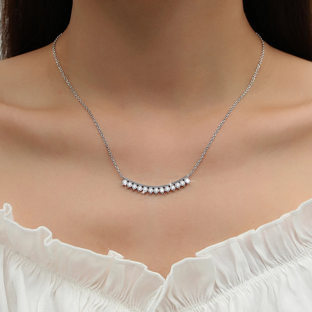 1.3ct Round Cut 3mm Moissanite Necklace For Woman Solid Silver 925