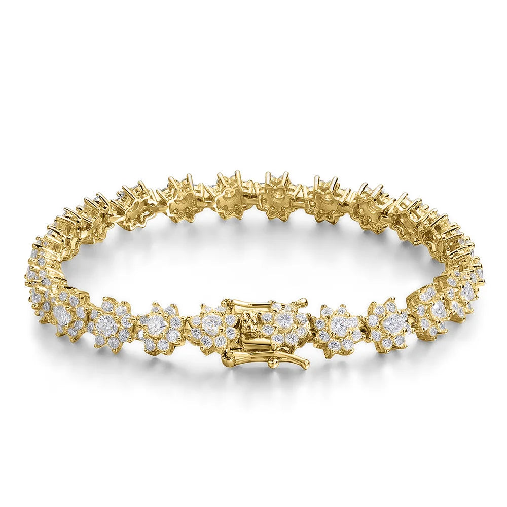 Flower Moissanite Tennis Bracelet Wedding Jewelry 925 Sterling Silver Plated 18k White Gold GRA Bracelets for Women Man