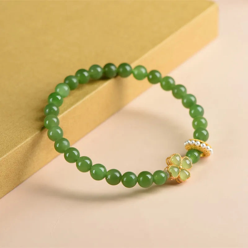 Natural Hetian Jade Pearl Bracelet