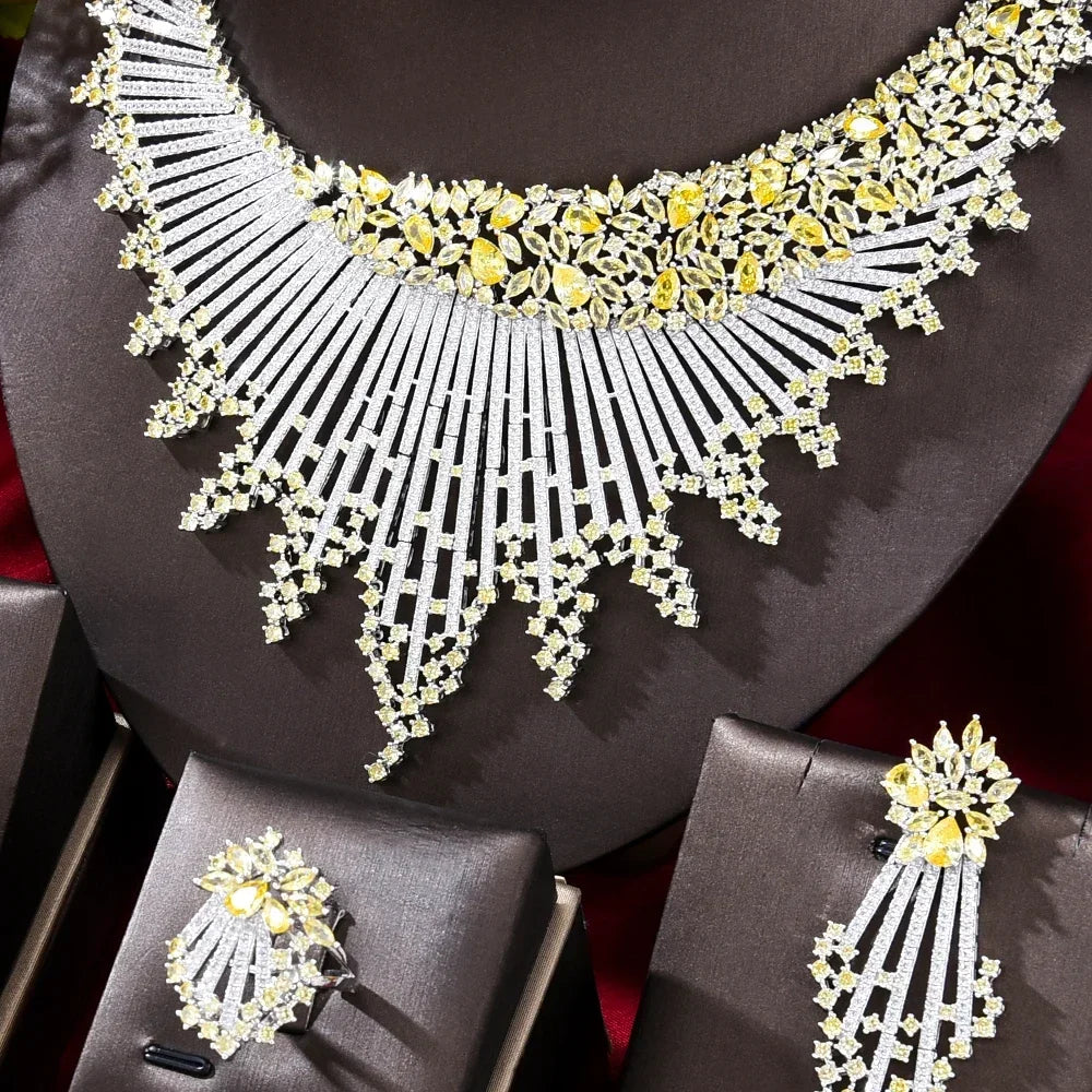 Luxury Gorgeous 4PCS Party Lady Bridal Wedding Jewelry Sets