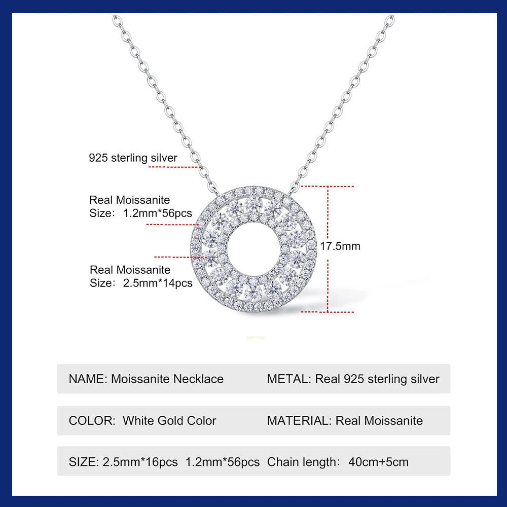 Full Moissanite Pendant Necklace 925 Sterling Silver 18k Gold Plated Diamond Clavicle Chain for Women Wedding Jewelry collares