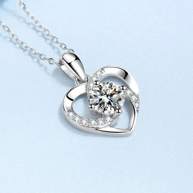 Girl Birthday Gift 18K White Gold Valentine's Day Necklaces 0.8CT Moissanite Diamond Pendant PT950 Women Wedding Fine Jewelry