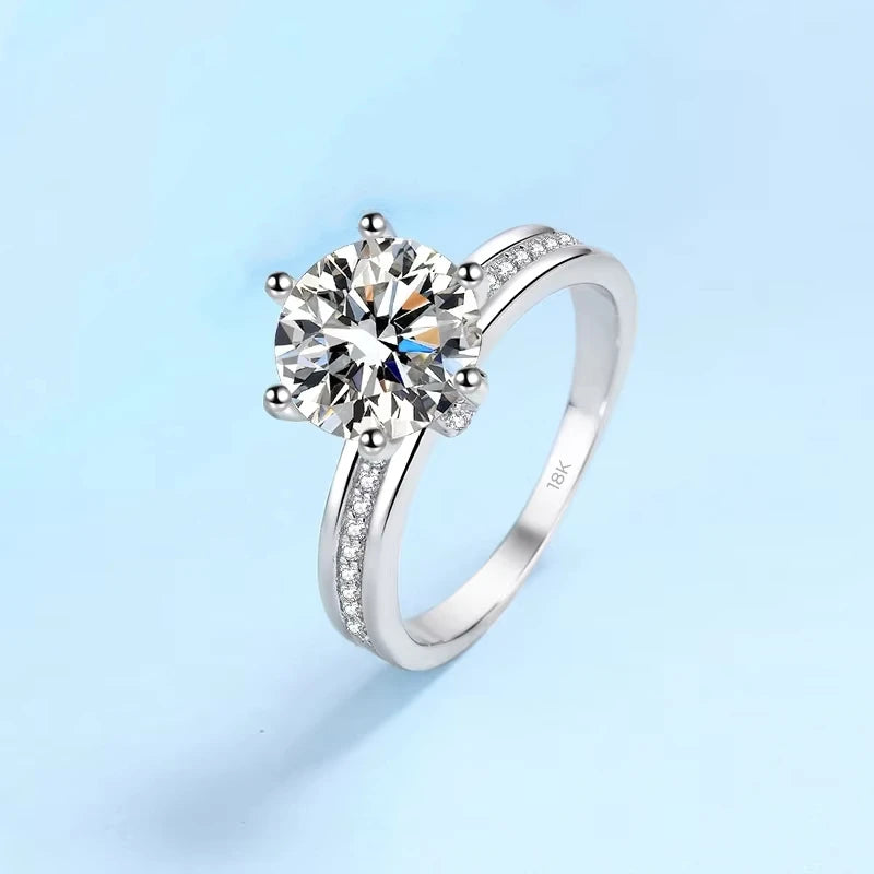 Engagement Rings 18K White Gold Women Wedding Band 3 Carat VVS1 D Color Moissanite Diamond Girlfriend Birthday Gift Fine Jewelry