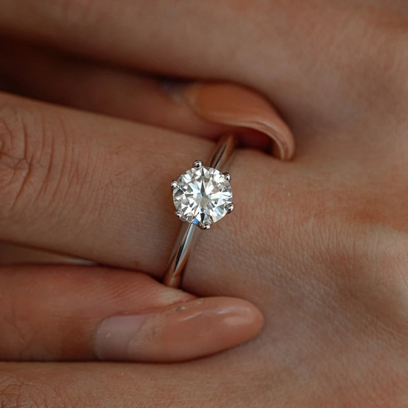 Women Engagement 18K White Gold Wedding Band 0.5/1/2CT VVS1 D Color Moissanite Diamond Girl Valentine's Day PT950 Platinum Rings