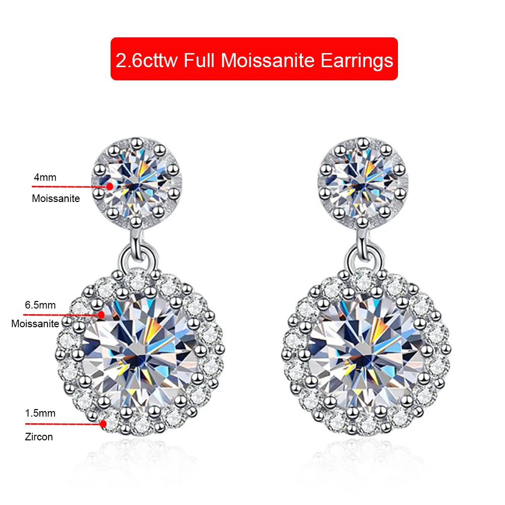 2.6cttw Full Moissanite Pendant Earring