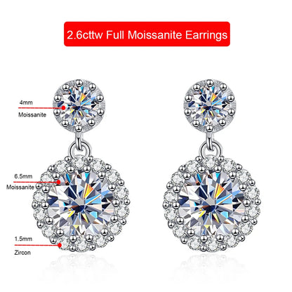 2.6cttw Full Moissanite Pendant Earring