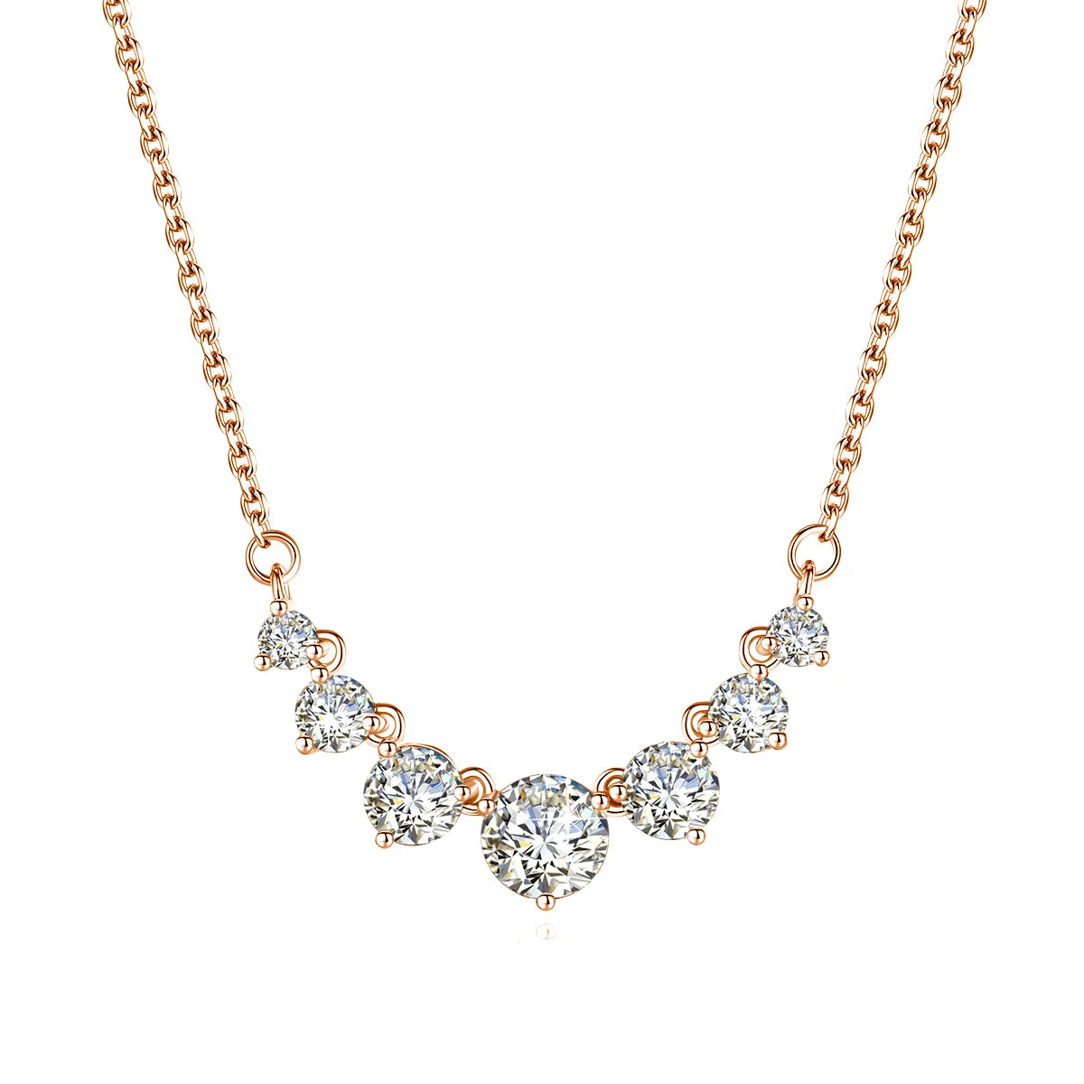 Moissanite Necklace For Women Solid 925 Sterling Silver 2.8ct 7 Stone