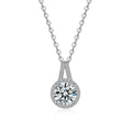 18k White Gold Pendant 1ct Moissanite Diamond Necklace for Women V-shaped Round Bag Platinum Pt950 Collarbone Chain Jewelry