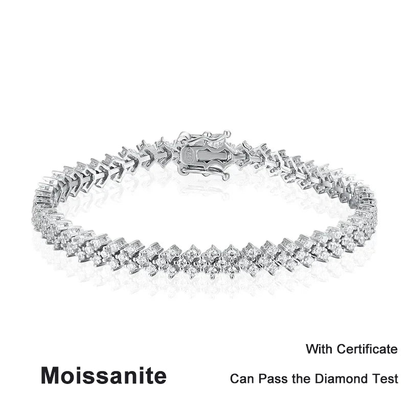 Moissanite Tennis Bracelet 925 Sterling Silver Lab Diamond Bracelets with White Gold Plated  Fine Jewelry For Women