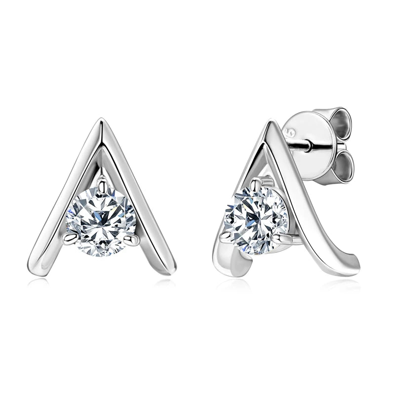 New Trend A-shaped Stud Earring for Women Certified 925 Sterling Silver 5mm Moissanite Earrings