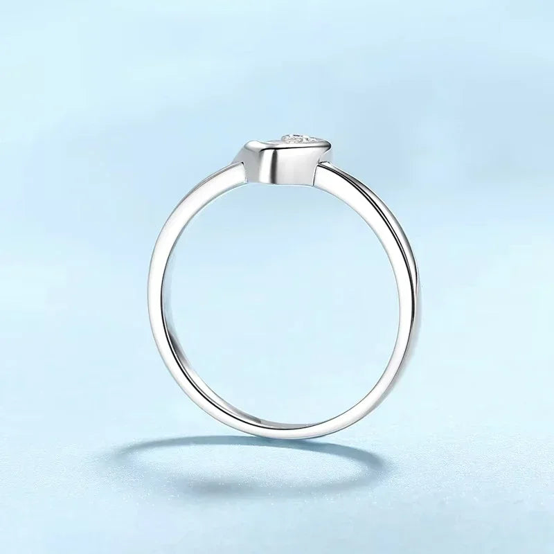 Lady Wedding Band White Gold 18K Heart Rings Women Valentine's Day 0.3CT Moissanite Diamond PT950 Platinum Girl Birthday Gift