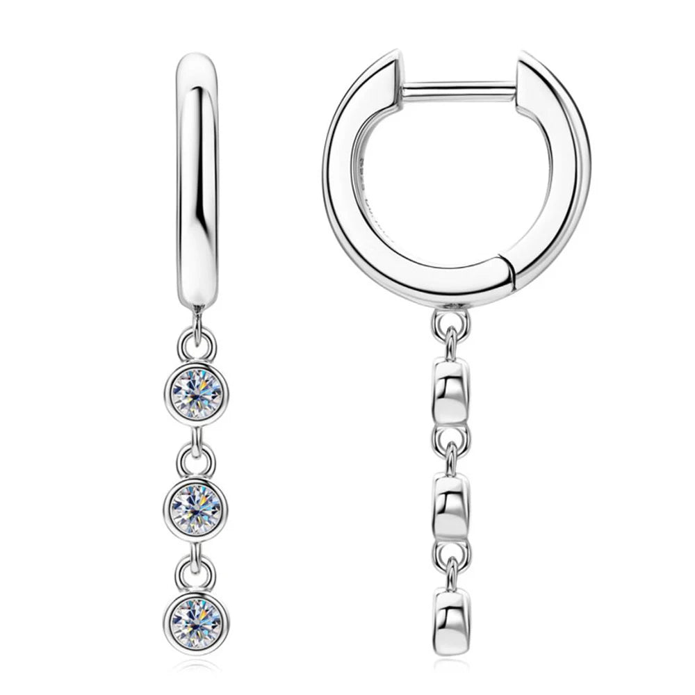 Long Tassel Drop Earrings Original 925 Sterling Silver 18K Yellow Gold Plated 6 Stone Moissanite Earring for Women Fine Jewelry