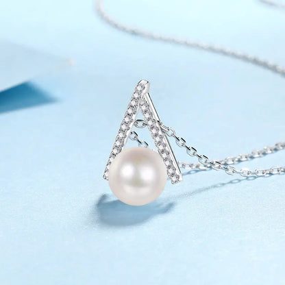 Moissanite Pearl Pendant Necklace