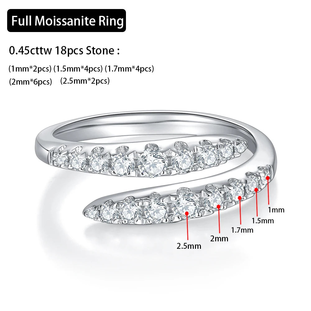 0.45ct D Color All Moissanite Rings For Women 100% S925 Sterling Silver Plated 18K
