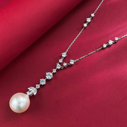 Pearl Pendant Necklace Moissanite