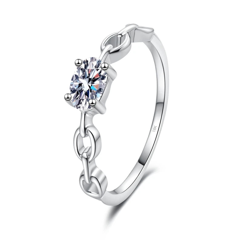 Women Engagement 18K White Gold Wedding Band 0.5CT Moissanite Diamond Birthday Gift PT950 Platinum Girl Friend Valentine's Day