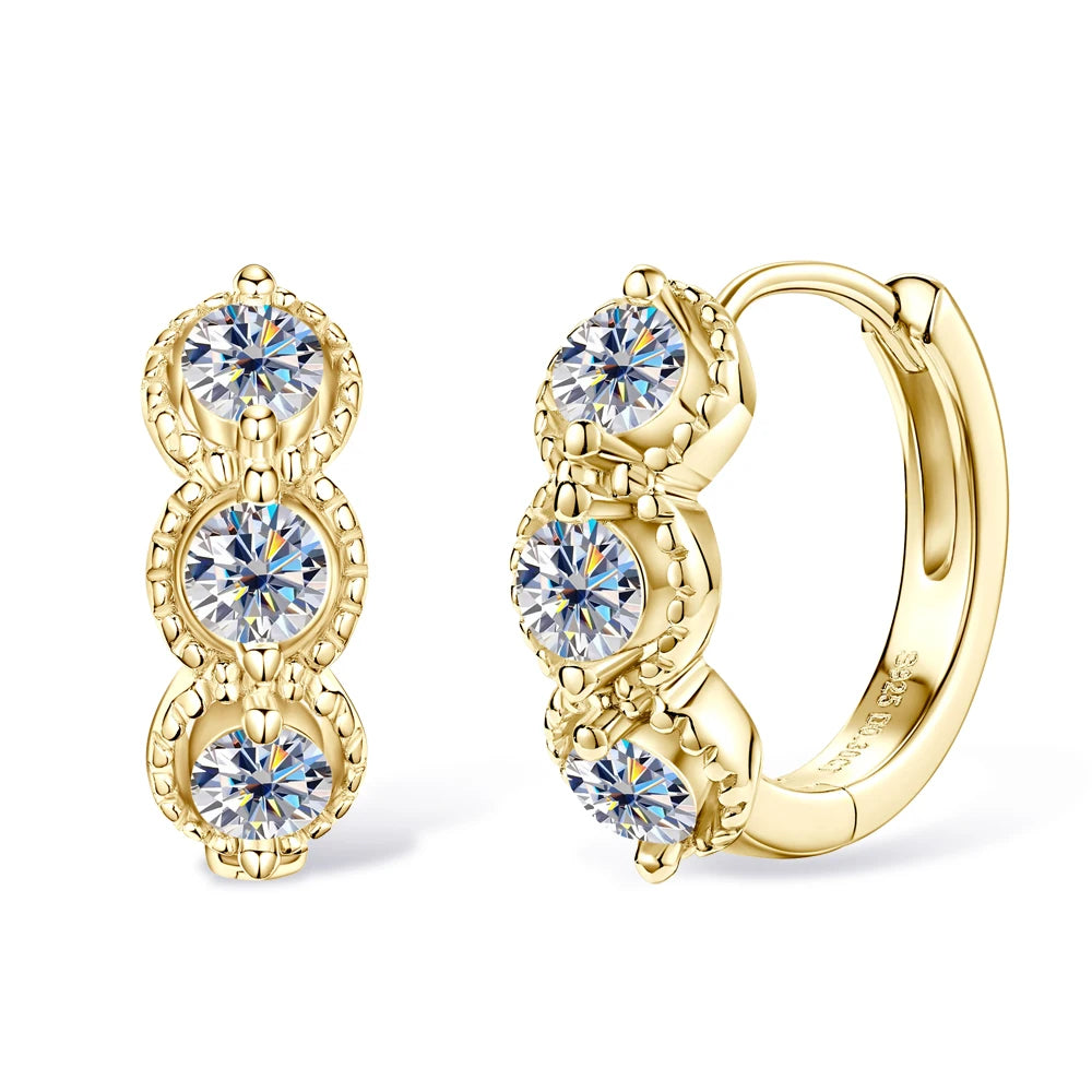 D Color Sparkling Moissanite Earrings 925 Sterling Silver Classic Shining Circle Hoop Earrings For Women Fine Jewelry