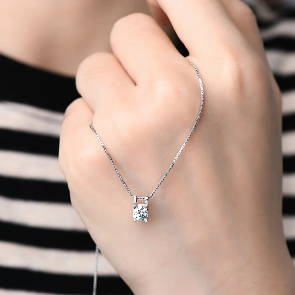 925 Silver 5mm Moissanite Diamond Necklace for Women Certified Original Rose Gold Plated Bull Head Pendant Necklace Choker Chain