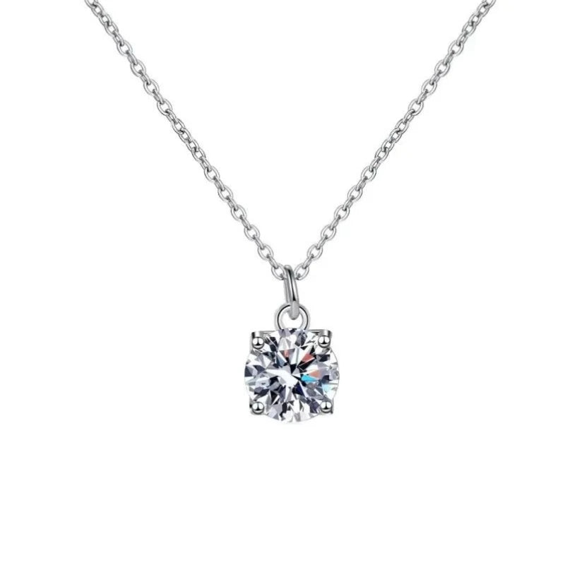 Daughter Birthday Gift 18K White Gold Girl Valentine's Day Necklaces 1CT Moissanite Diamond Women Wedding PT950 Platinum Jewelry