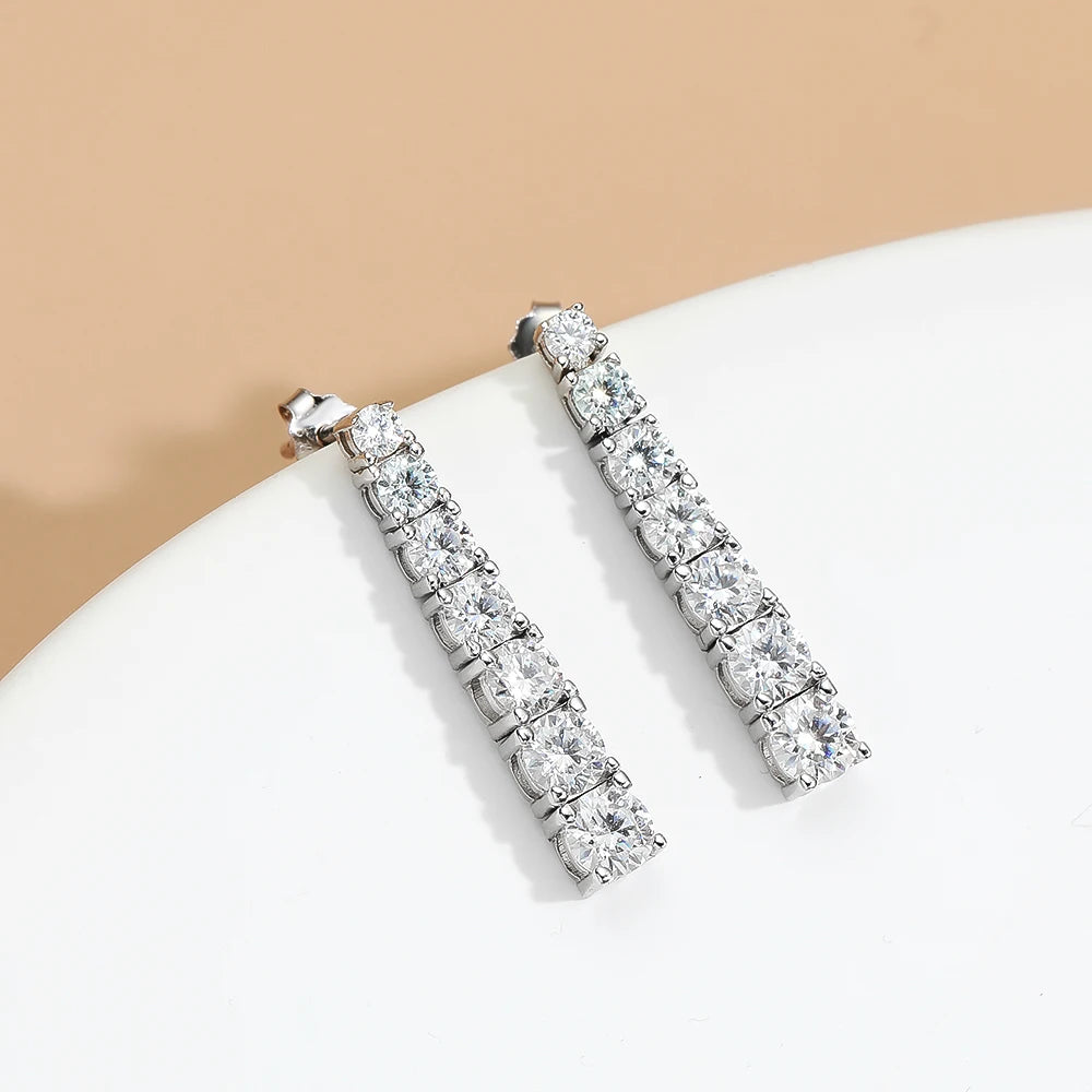 2.82 Carat a Pair Moissanite Long Tassel Earring