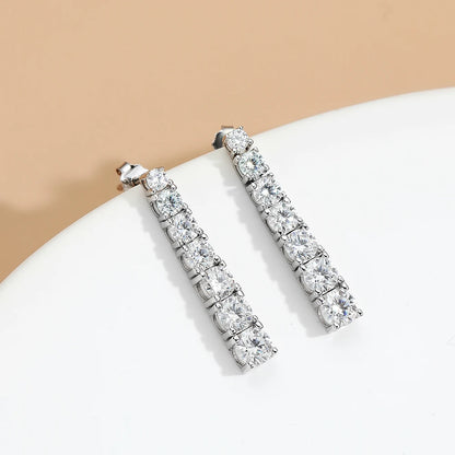 2.82 Carat a Pair Moissanite Long Tassel Earring