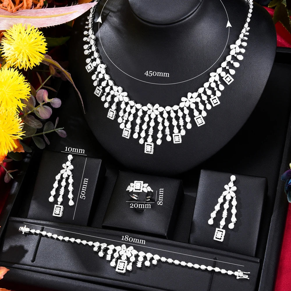 Luxury 4PCS Indian Nigerian Wedding Jewelery Set Gift