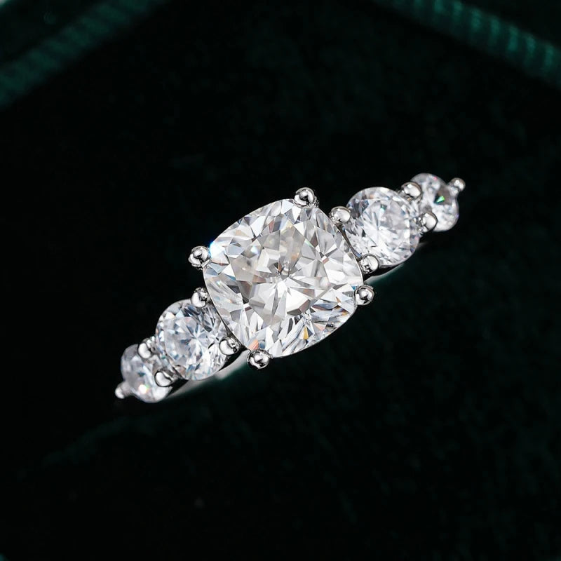 Wife Valentine's Day 18K White Gold Women Birthday Rings 2CT Moissanite Diamond Girl Friend Christmas Gift PT950 Wedding Band