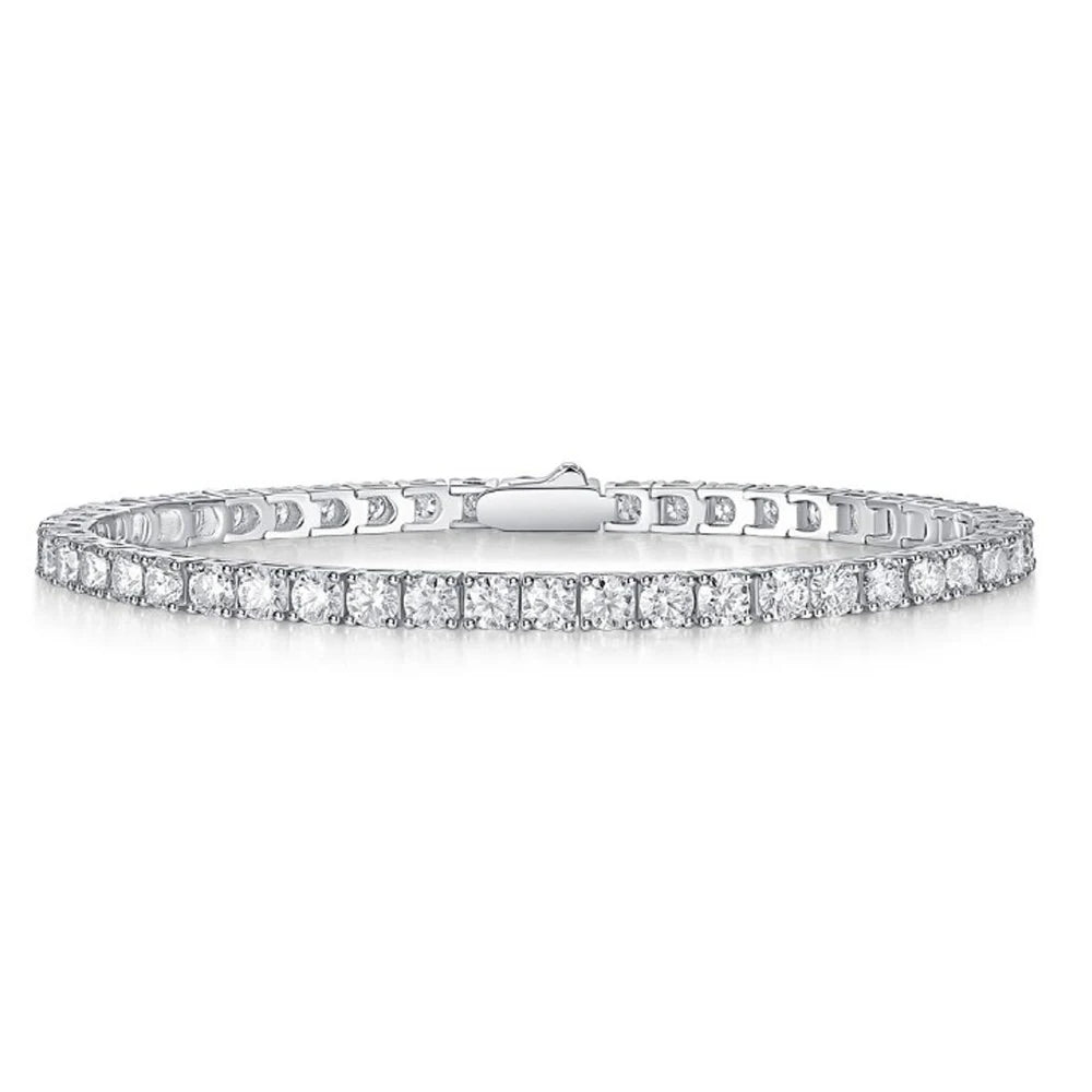 Real Moissanite 3/4/5mm Tennis Bracelet for Women Man Original 925 Sterling Silver Plated 18k Gold Diamond Bracelets with GRA