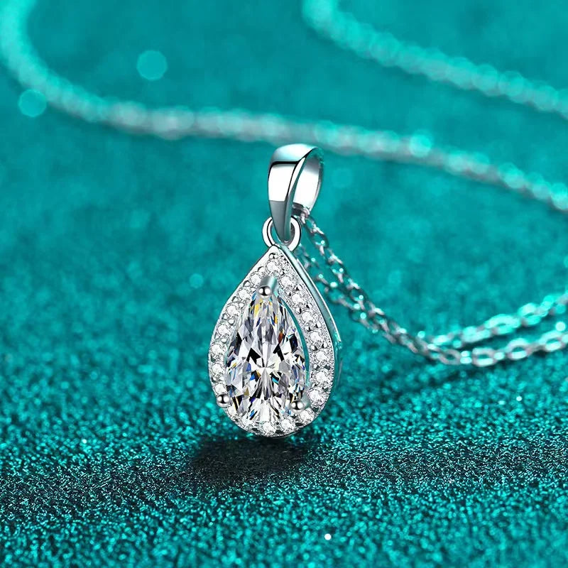 1ct Pear Moissanite Pendant Necklace