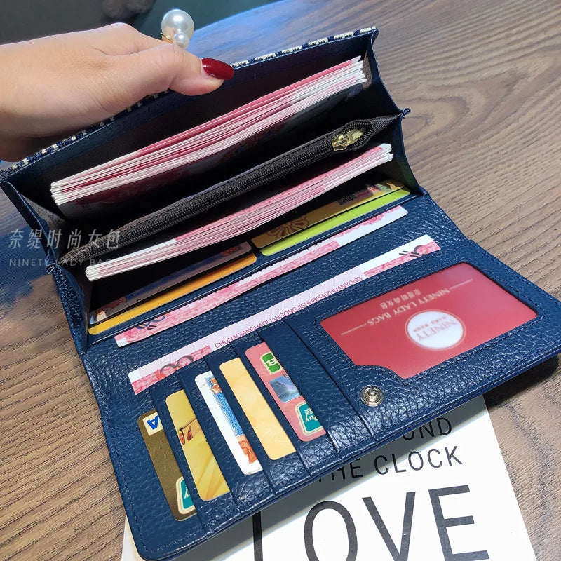 Authentic Cowhide Canvas Luxury Wallet Phone Handbag