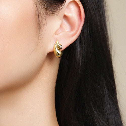 925 Sterling Silver 18k Gold Plated Water Drop Earrings For Women 2.5mm Moissanite Stud Earrings Vintage Chunky Popular Ear