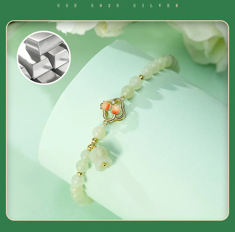 Pearl Natural Green Crystal Bracelet Good Luck Gift Women's