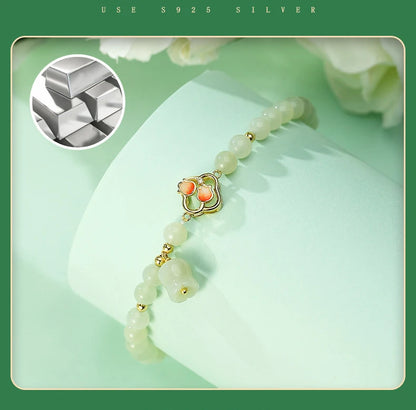 Pearl Natural Green Crystal Bracelet Good Luck Gift Women's