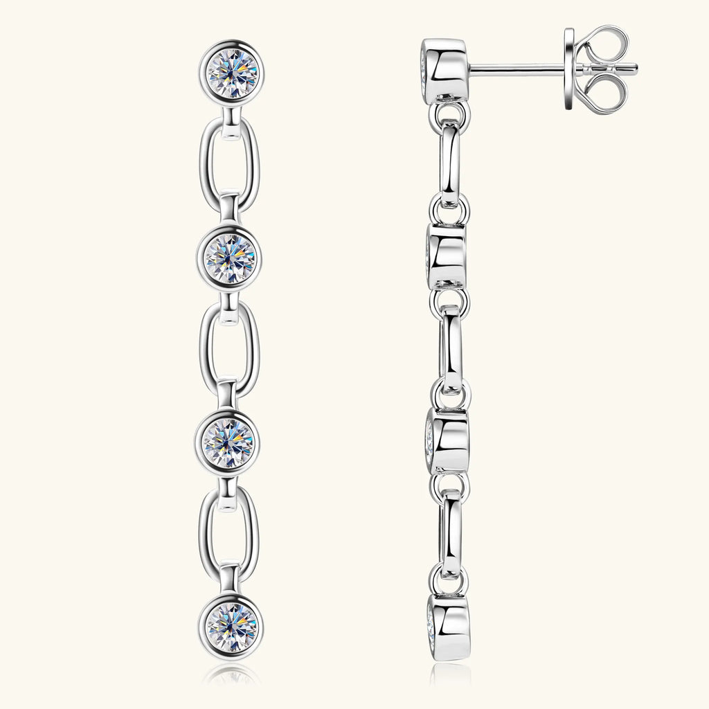 3mm Moissanite Dangle Earring For Women 925 Sterling Silver Long Drop Earrings 14K Gold Plated Hypoallergenic Jewelry