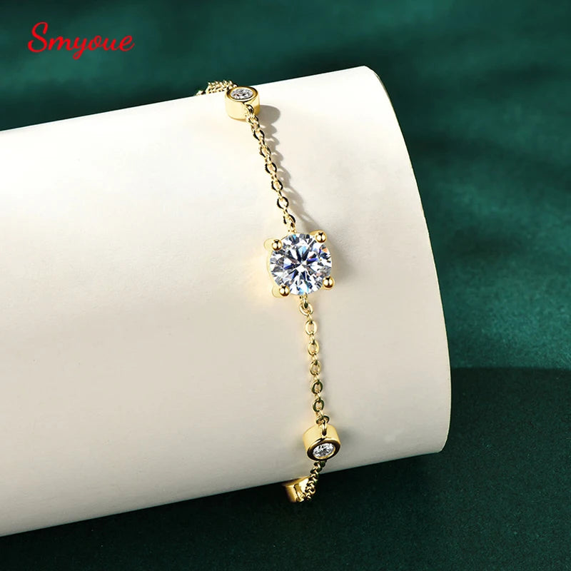 Moissanite Bracelets for Women  7 Stones 100% Real D Color Four-claw S925 Sterling Silver Luxury Chain Lab Diamond Jewelry