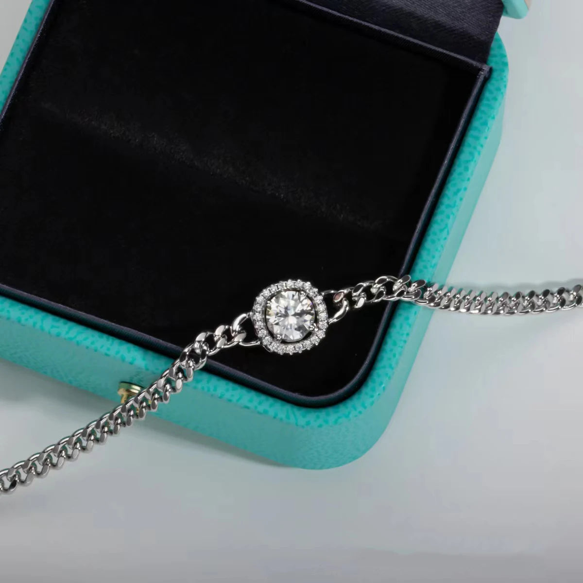 1ct  Moissanite Cuban Chain Bracelet